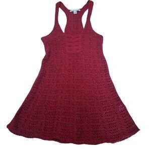 Banana Republic solid cotton knit crocheted racerback dress